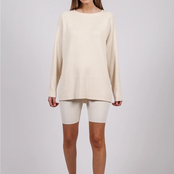 Brunette the Label Ribbed Biker Short - Cream - Picture 6 of 6